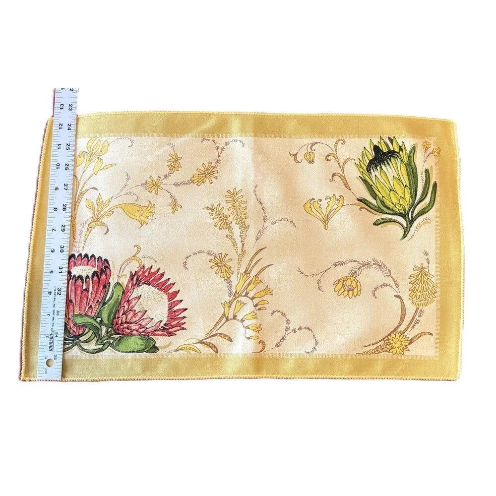 6 Vintage MCM Placemats Yellow with African Flowers